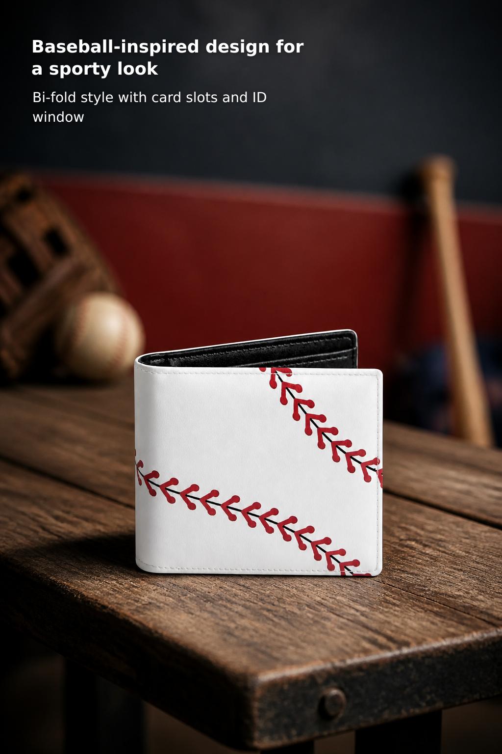 Kids’ RFID-Blocking Bifold Wallet with Baseball Design